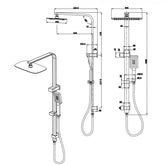 Quadro Premium Twin Shower, Hand Shower With Overhead Rain Shower In Black